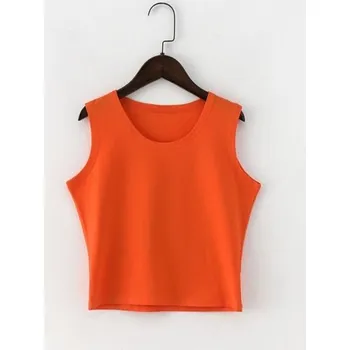 Dámský crop top bez rukávů oranžová S