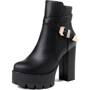 Dámské tenisky Dámské kotníkové boty s přezkou - Černé 43