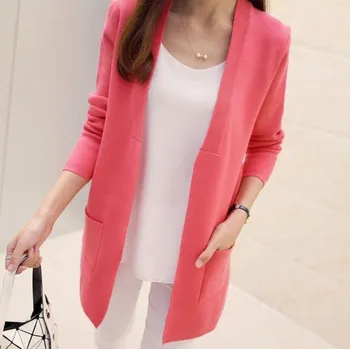 Dámský cardigan s kapsami A2944 světle červená M