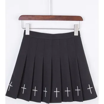 Dámská sukně Dámská skládaná mini sukně s kříži černá XS