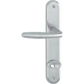 HOPPE kování ROISSY, interiér. kl-kl, mosaz-F41 satin.chrom, dl. štítek,WC levá