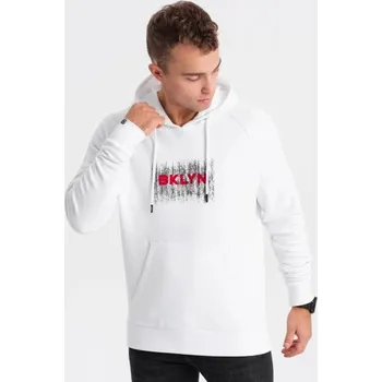 Pánská mikina Ombre Clothing Nadčasová bílá mikina s kapucí V1 SSPS-0150