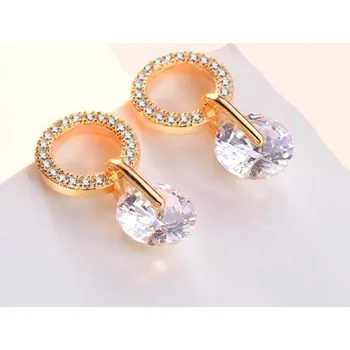 Náušnice Dámské visací náušnice se zirkony G638 zlatá