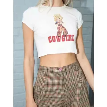 Dámský bílý crop top s potiskem A1309 XS