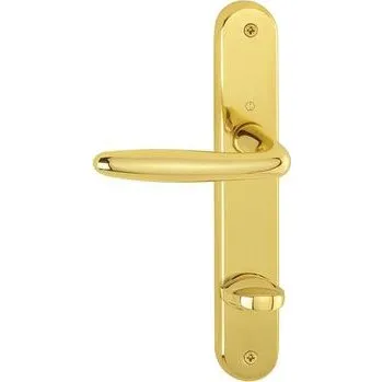 HOPPE kování ROISSY, interiér. kl-kl, mosaz-F71 leštěná, dl. štítek, WC levá