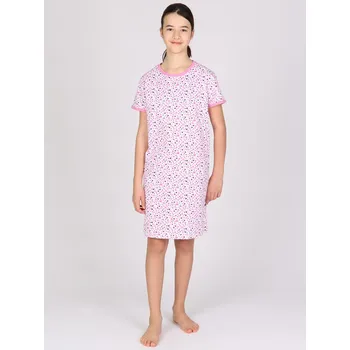 Dámské pyžamo EVONA a.s. Dívčí noční košile P SRDÍČKO - P SRDICKO RŮŽOVÁ 140-146
