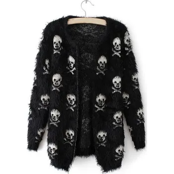 Dámský cardigan s lebkami černá