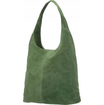 Vera Pelle kabelka typu vak z pravé přírodní semišové kůže, zelená
