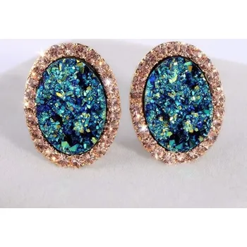 Náušnice Dámské visací náušnice s krystalem G879 modrá