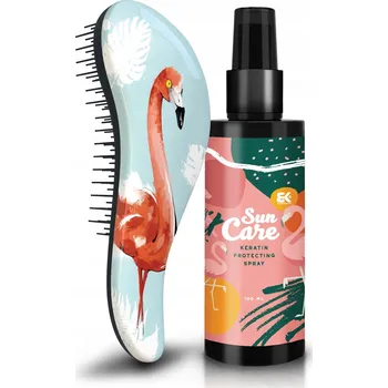 Vlasová regenerace Rozčesávací kartáč Dtangler Flamingo & ochranný UV sprej na vlasy