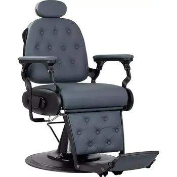 Kadeřnické křeslo Barber křeslo FRANCESCO - grafitové s černým rámem