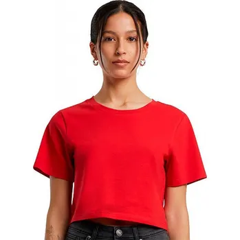 Dámské tričko Build Your Brand Dámské crop top tričko do pasu s příměsí elastanu Barva: červená city, Velikost: M BY042