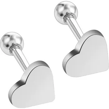 Náušnice Dámské peckové náušnice srdce H783 stříbrná