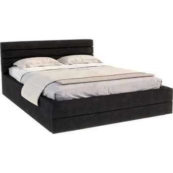 Postel Čalouněná postel TOPAZ černá 140x200 z eko kůže s kovovým roštem