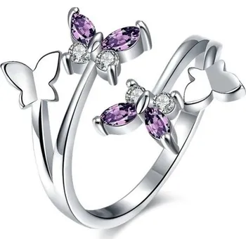Prsten Dámský prstýnek s motýly D1281 stříbrná