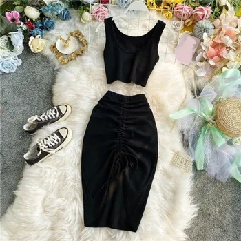 Dámský crop top a sukně B1061 černá