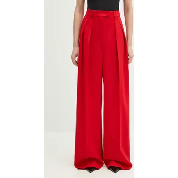 Dámské kalhoty Vlněné kalhoty Sportmax Abadan dámské, červená barva, široké, high waist, 2512131041600, 40, 33X