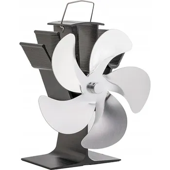 Krbový ventilátor Ventilátor na kamna FLAMINGO pětilopatkový, stříbrný