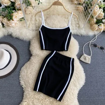 Dámská sukně Dámský crop top a sukně B1238 černá