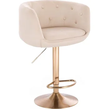 Barová židle LuxuryForm DESIGN Barová židle MONTANA VELUR na zlatém talíři - krémová