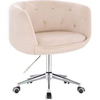 LuxuryForm DESIGN Křeslo MONTANA VELUR na stříbrné podstavě s kolečky - krémové