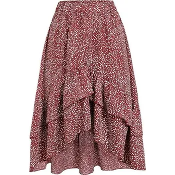 Dámská sukně Dámská asymetrická sukně s volánky červená XS