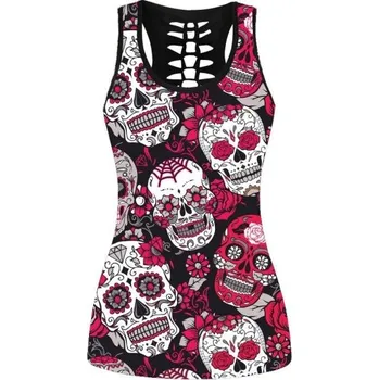 Dámské tílko s lebkami L