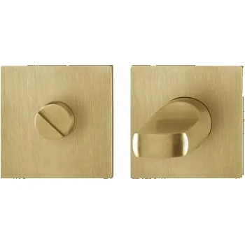 Dveřní kování HOPPE WC rozeta plochá s podpůrnými čepy, hranatá, nerez barva mosaz matná