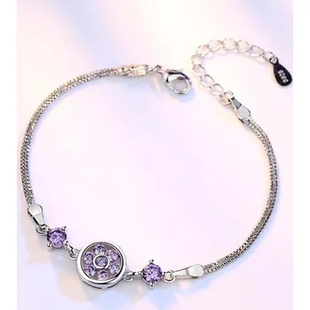 Náramek Dámský náramek kolečko s kamínky fialová