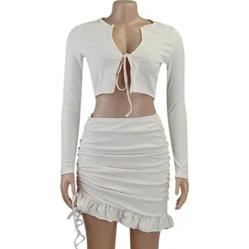 Dámský crop top a sukně B888 bílá S