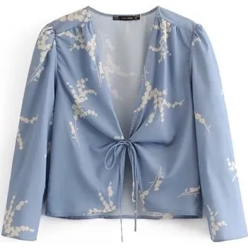 Dámská halenka Dámská modrá halenka s vázáním S