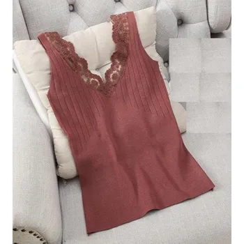 Dámské tílko s krajkou B279 hnědá