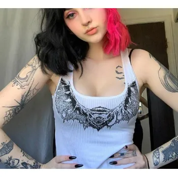 Dámský crop top s potiskem netopýra S