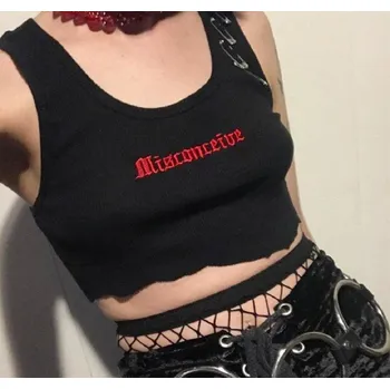 Dámský černý crop top s potiskem A1096 L
