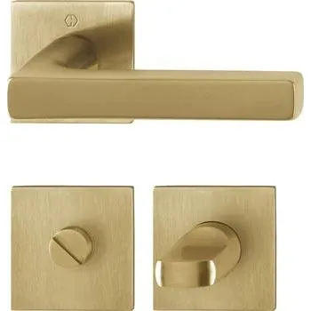 Dveřní kování HOPPE sada kování klika-klika DALLAS na hranaté pl. rozetě WC ,mosaz sv. satin.