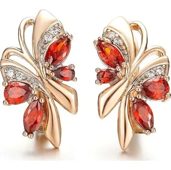 Náušnice Dámské visací náušnice motýli C1102 červená