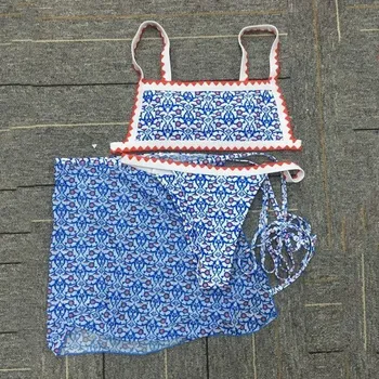 Dámské plavky Dámské bikiny a sukně P423 modrá L