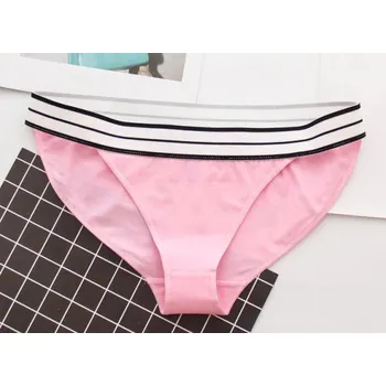 Kalhotky Dámské kalhotky s pruhovaným lemem růžová XL