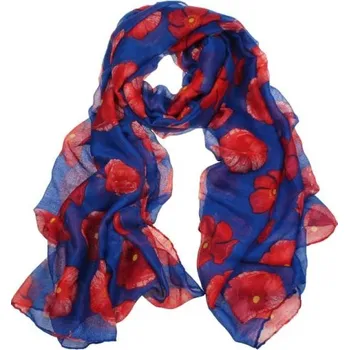 Šála Módní šátek s květinovým vzorem modrá