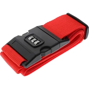 Bezpečnostní popruh na kufr 2 m x 5 cm s TSA kódovým zámkem červená