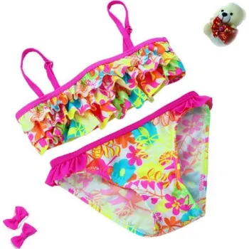 Dívčí plavky Dívčí volánkové bikiny s květinami 3