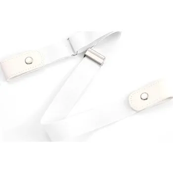 Čepice Elastický nastavitelný pásek bez přezky Skrytý pásek pro pohodlné nošení do kalhot Džínový pásek do poutek Bezešvý pružný opasek bílá