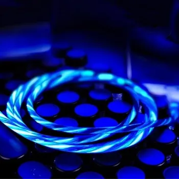 Datový kabel Nabíjecí osvětlený kabel USB na USB-C / Micro USB / Lightning modrá 1 m 2