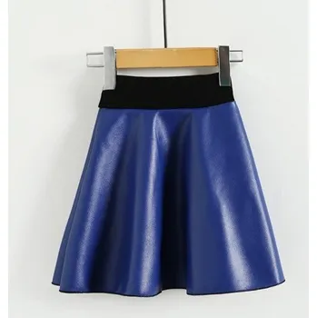 Dívčí sukně Dívčí kožená sukně L1031 tmavě modrá 3