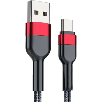 Datový kabel Rychlonabíjecí datový kabel USB C a USB A 3 m rychlé nabíjení Typ-C kabel 5A mobilní telefon tablet počítač červená