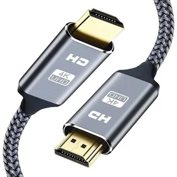 Video kabel Textilní HDMI kabel 4K 60 Hz 1 m Odolný opletený kabel HDMI 2.0 Propojení PC Notebook TV Monitor Konzole Stabilní přenos obrazu a zvuku UHD