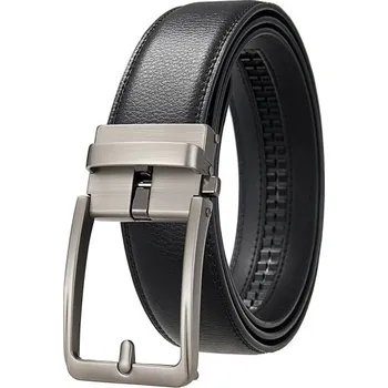 Opasek Pánský pásek z pravé kravské kůže s automatickou přezkou Elegantní kožený opasek Vysoce kvalitní módní doplněk pro oblek i džíny černá 160 cm