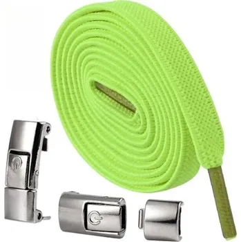 Tkaničky do bot Tkaničky bez zavazování se zámkem 100 cm Elastické sportovní tkaničky s kovovou přezkou Běžecká obuv Fitness Boty Dětská obuv neonová zelená
