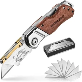 Multifunkční nůž Skládací nůž s vyměnitelnými čepelemi 17 cm Ostrý řezací nůž s kovovým tělem 10 náhradních čepelí Hobby nůž pro kutily i řemeslníky