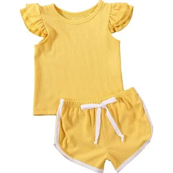 Dívčí tričko a kraťasy L1118 žlutá 3